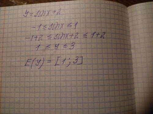 Найти множество значений функции y=sin x +2 ​