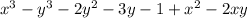 {x}^{3} - {y}^{3} - 2 {y}^{2} - 3y - 1 + {x}^{2} - 2xy