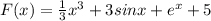 F(x)=\frac{1}{3} x^{3} +3sinx+e^{x} +5\\