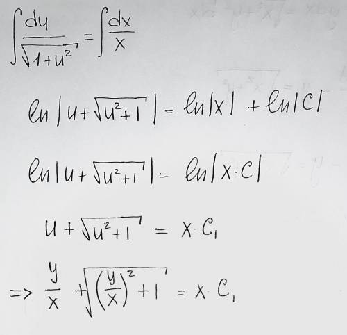 Дифференциальная уравнения 1.2 xdy-ydx=(sqrt(x^2+y^2))dx
