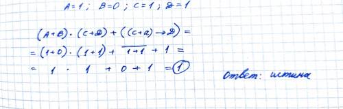 Даны логические выражения A = 1B = 0C = 1D = 1найдите значение выражения _( А + B )×( C + D )+( ( C