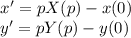 \[\begin{array}{l} x' = pX(p) - x(0) \\ y' = pY(p) - y(0) \\ \end{array}\]