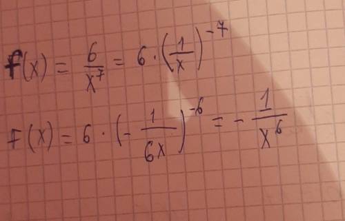 Добавить общий вид первоначальной функции f ( х ) = 6/x⁷ . (Укажіть загальний вигляд первісної функц