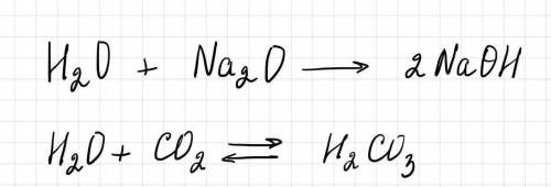 Закінчіть схеми реакцій, перетворіть їх на рівняння реакцій: Н2О + Na2O → CO2 + H2O →