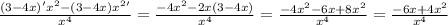 \frac{(3-4x)' x^{2} - ( 3-4x) x^{2}' }{x^{4} } = \frac{-4x^{2} -2x(3-4x)}{x^{4}} = \frac{-4x^{2} -6x+8x^{2} }{x^{4}} = \frac{-6x+4x^{2}}{x^{4}}