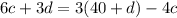 6c+3d=3(40+d)-4c