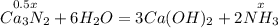 \overset{0.5x}{Ca_3N_2} + 6H_2O = 3Ca(OH)_2 + 2\overset{x}{NH_3}