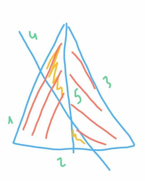 Начертите пять отрезков так, чтобы на рисунке было ровно шесть треугольников.