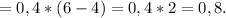 =0,4*(6-4)=0,4*2=0,8.