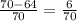 \frac{70-64}{70} =\frac{6}{70}