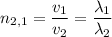 n_{2,1} = \dfrac{v_{1}}{v_{2}} = \dfrac{\lambda_{1}}{\lambda_{2}}