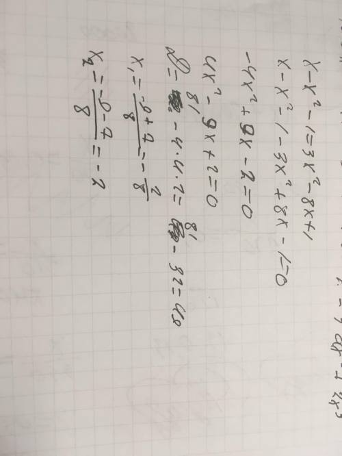 X-x^(2)-1=3x^(2)-8x+1​