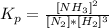 K_p = \frac{[NH_3]^2}{[N_2]*[H_2]^3}