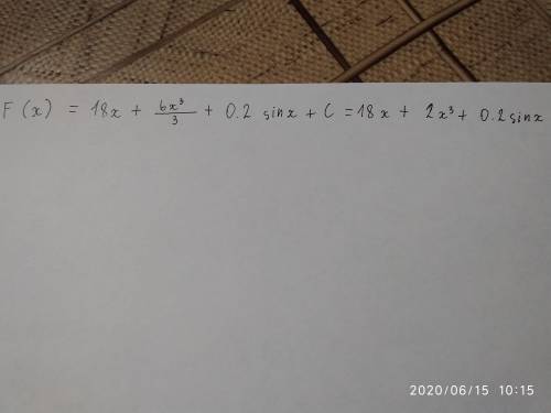 1 задачка очень есть всего лишь часик / найдите общий вид первообразных для функции f(x) =18+6x^2-0,