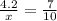 \frac{4.2}{x} = \frac{7}{10}