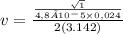 v = \frac{ \frac{ \sqrt{1} }{4,8×10^-5 \times 0,024} }{2(3.142)}