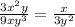 \frac{3x^2y}{9xy^3} =\frac{x}{3y^2}