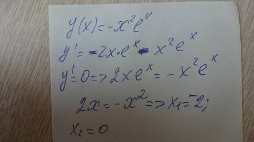 Исследуйте функцию на экстремум f(x)=-x^2e^x