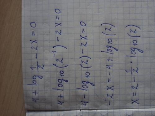 Розв’яжіть рівняння 4 + log1/2–2x = 0