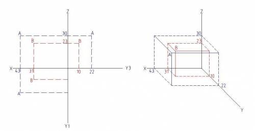 Побудуйте ортогональні проекції та наглядне зображення точки А і В