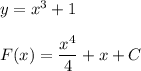 y=x^3+1\\\\F(x)=\dfrac{x^4}{4}+x+C