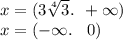 x = (3 \sqrt[4]{3} . \: \: + \infty ) \\ x = ( - \infty .\: \: \: \: 0)