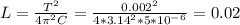 L=\frac{T^2}{4\pi^2C }=\frac{0.002^2}{4*3.14^2*5*10^-^6} =0.02
