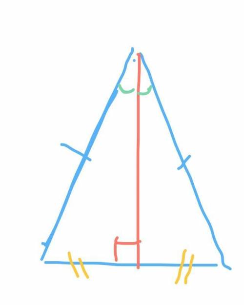 В каком треугольнике биссектриса, проведённая, к основанию является и медианой, и высотой?а)разносто