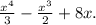 \frac{x^{4} }{3} -\frac{x^{3} }{2}+8x.