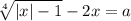 \sqrt[4]{ |x| - 1 } - 2x = a
