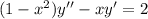 (1-x^2)y''-xy'=2