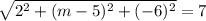 \sqrt{2^2+(m-5)^2+(-6)^2}=7