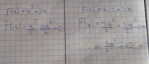 Найдите все первообразные функции f ( x )=x4+3 x