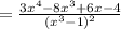 =\frac{3x^{4}-8x^{3}+6x-4 }{(x^{3} -1)^{2}}
