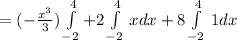 =(-\frac{x^{3} }{3} )\int\limits^4_ {-2} +2\int\limits^4_ {-2} \, xdx +8\int\limits^4_ {-2} \, 1dx