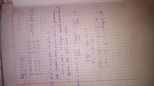 1 Найти область определения y=log⁡₄₋ᵪ(2x+1)2 Решить уравнение2 sin²⁡x-sin⁡x cos⁡ x-3 cos²x=0полность