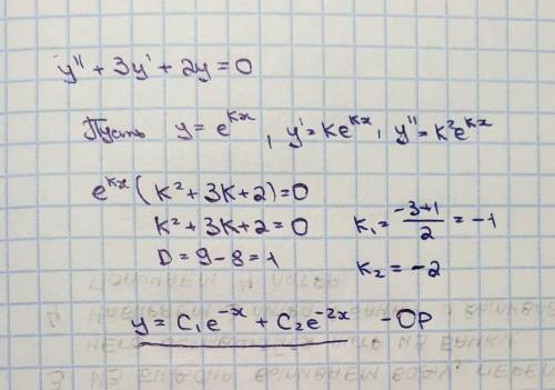 Решите дифференциальное уравнение второго порядка