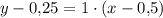 y - 0{,}25 = 1\cdot (x - 0{,}5)