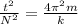 \frac{{{t^2}}}{{{N^2}}} = \frac{{4{\pi ^2}m}}{k}