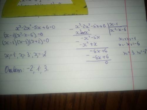 решить x^3-2x^2-5x+6=0