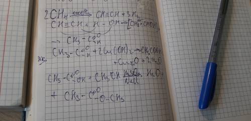 Написати рівняння реакцій, за до яких можна здійснити такі перетворення: CH4 -C2H2 -CH3-C=O-H -CH3-C