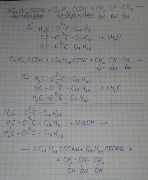 1)Напишите уравнение реакции получения жиров на основе линолевой и стеариновой кислоты? 2)Составьте