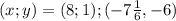(x; y) = (8; 1); (-7\frac{1}{6}, -6)