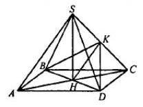 В правильной четырехугольной пирамиде проведено сечение через диагональ основания параллельно непере
