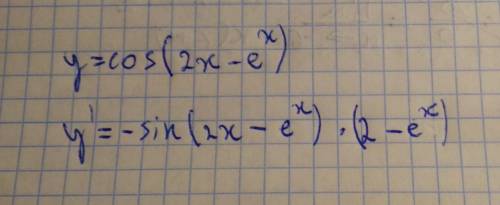 Найти производную y=cos(2x-e^x)