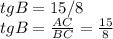 tgB=15/8\\tgB = \frac{AC}{BC} =\frac{15}{8}