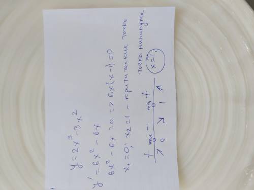 Найдите абсциссу (x) точки минимума функции y=2x^3-3x^2