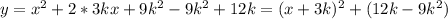 y=x^2+2*3kx+9k^2-9k^2+12k=(x+3k)^2+(12k-9k^2)