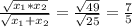 \frac{\sqrt{x_1*x_2}}{\sqrt{x_1+x_2} } = \frac{\sqrt{49}}{\sqrt{25}} =\frac{7}{5}