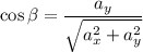 \cos\beta =\dfrac{a_y}{\sqrt{a_x^2+a_y^2} }
